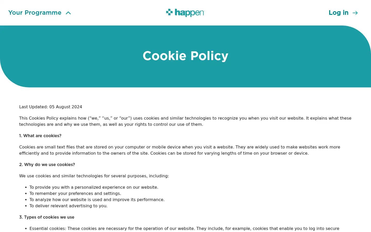Screenshot of happen.co.uk