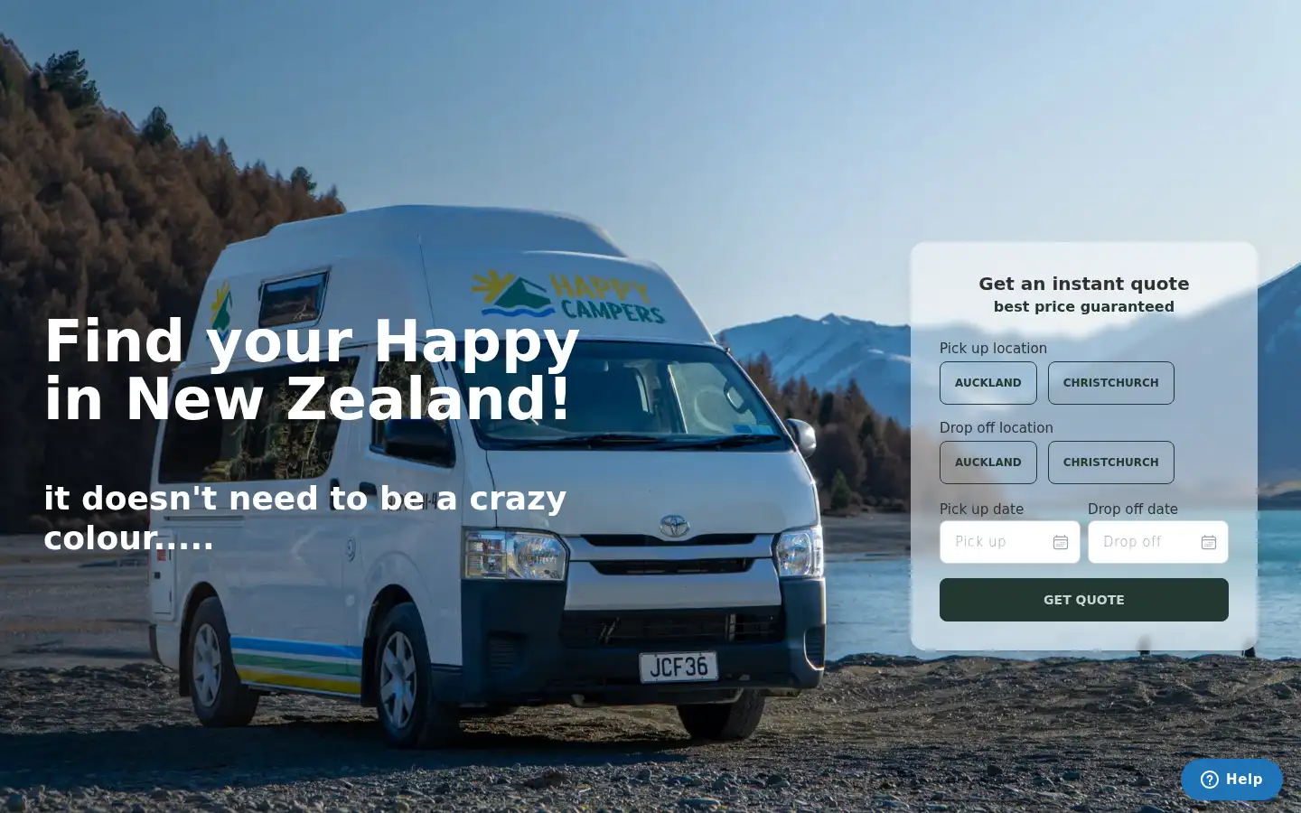 Screenshot of happycampers.co.nz