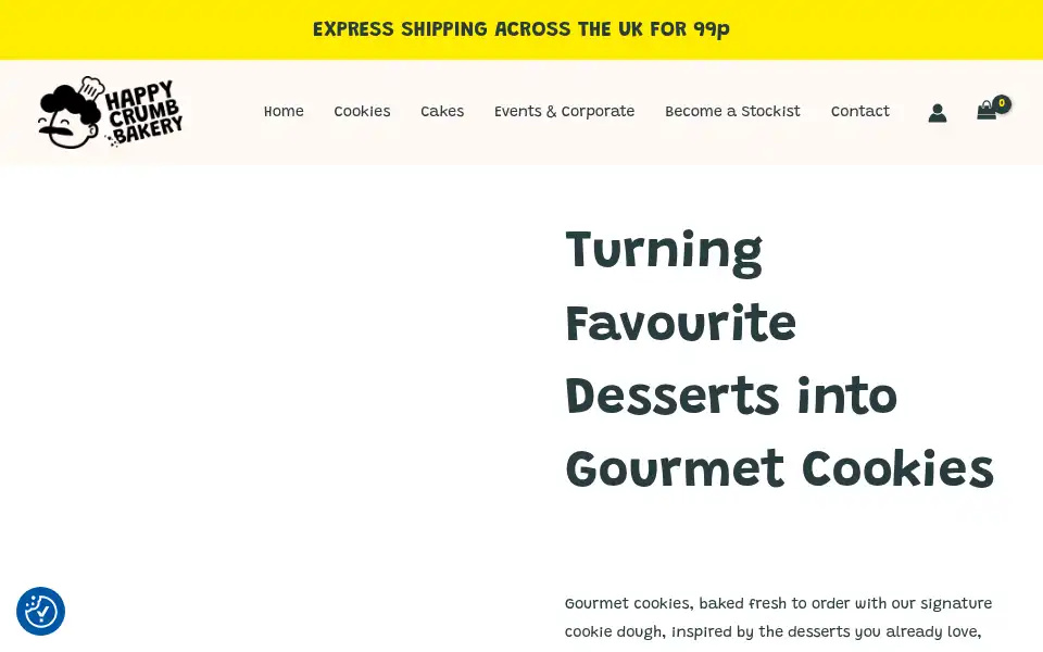Screenshot of happycrumbbakery.co.uk
