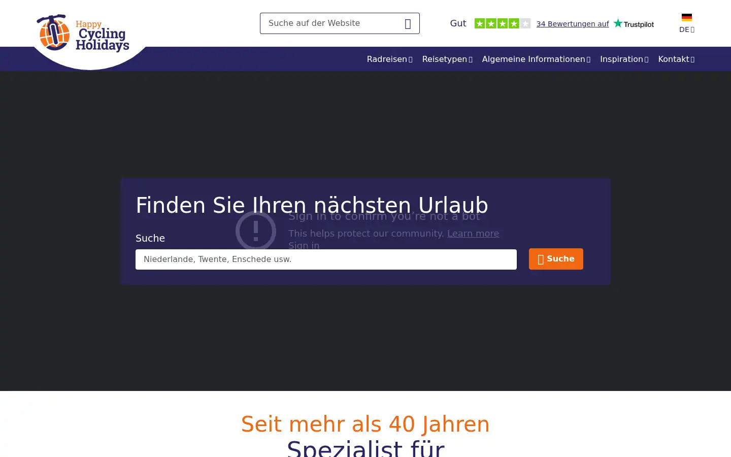 Screenshot of happycyclingholidays.de