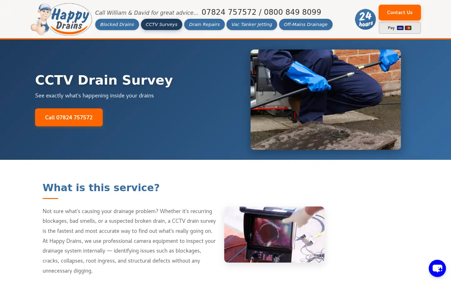 Screenshot of happydrains.co.uk
