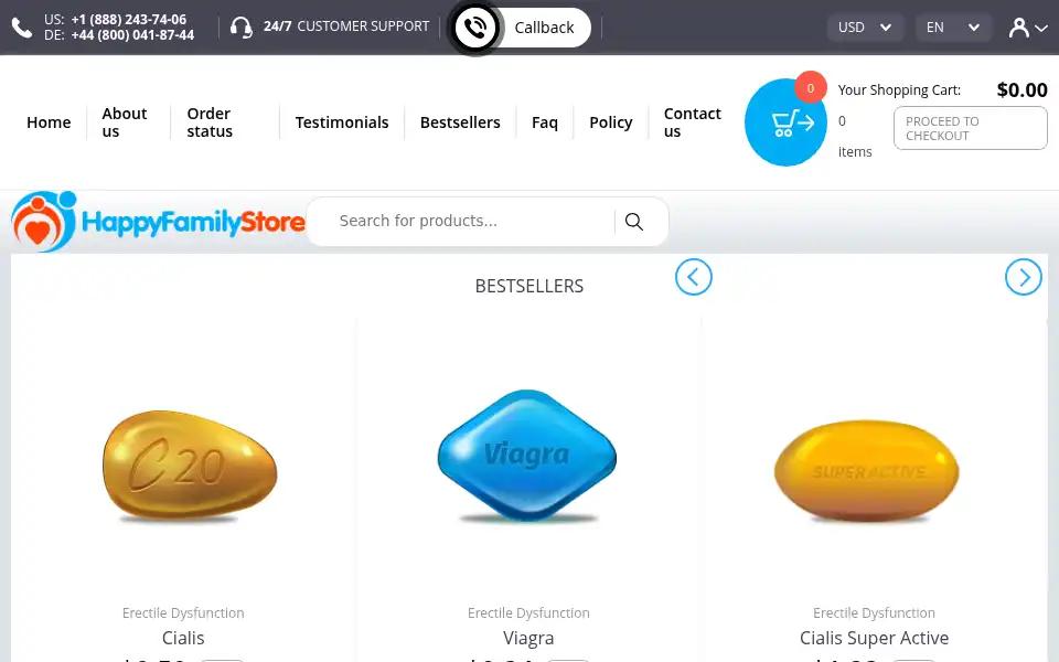 Screenshot of happyfamilymedstore.com