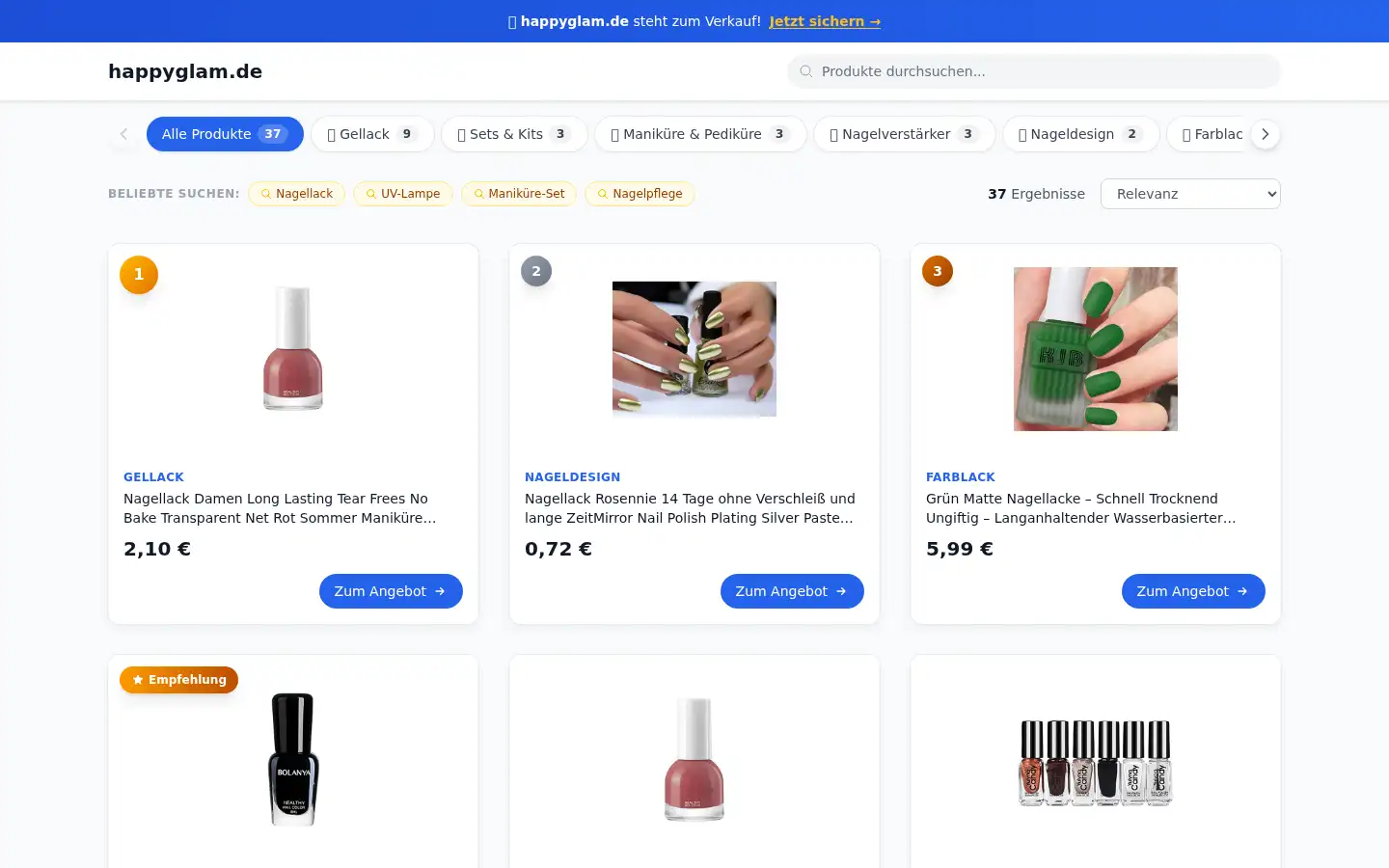 Screenshot of happyglam.de