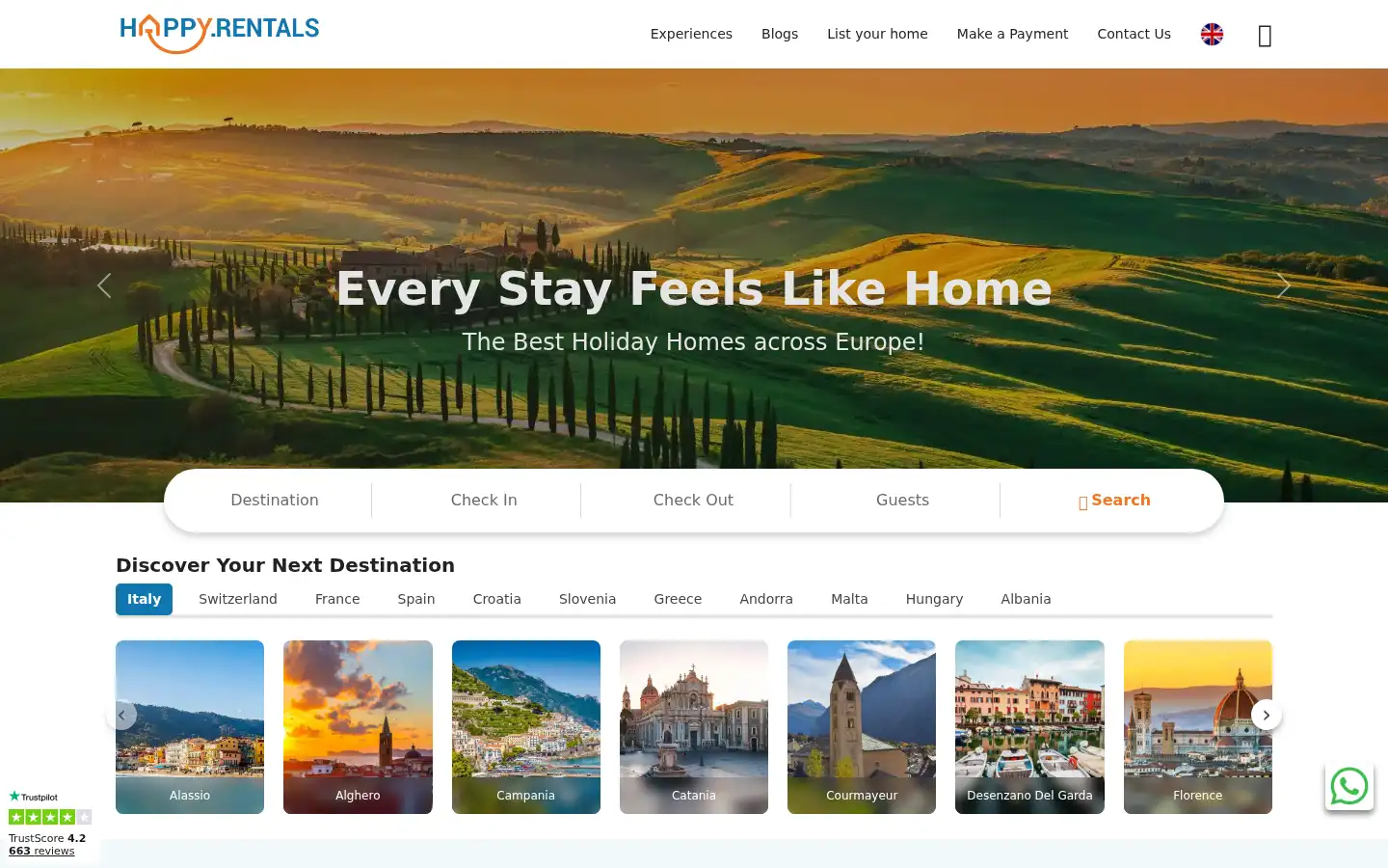 Screenshot of happyholidayhomes.net