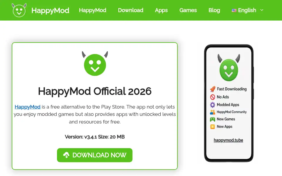 Screenshot of happymod.tube