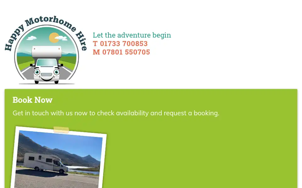 Screenshot of happymotorhomehire.uk