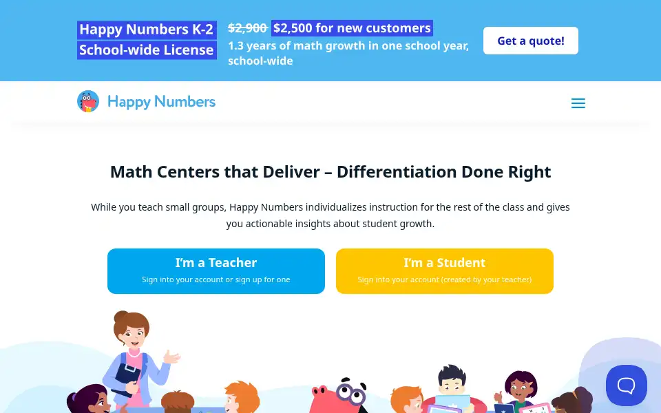 Screenshot of happynumbers.com