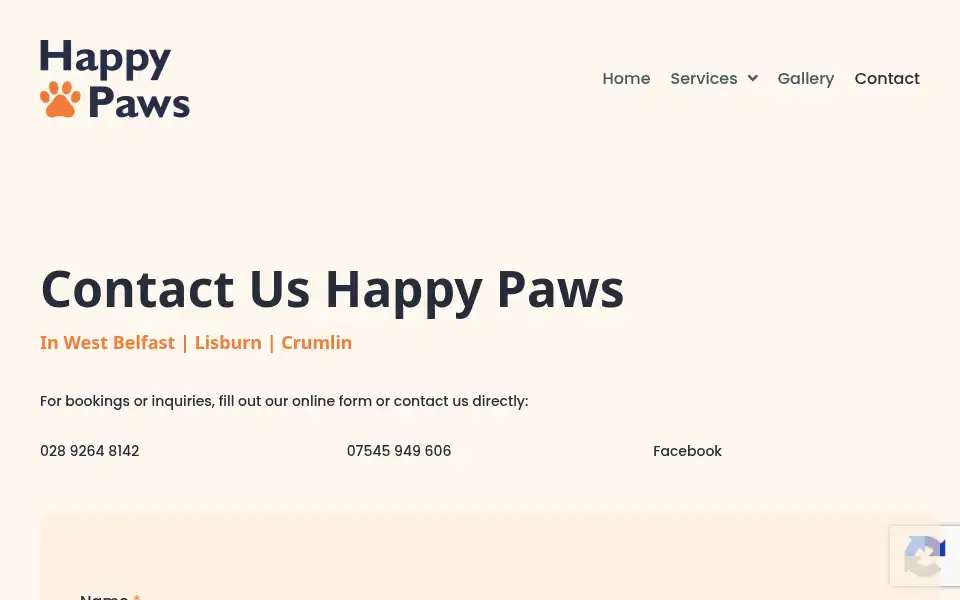 Screenshot of happypawsdoggroomers.co.uk