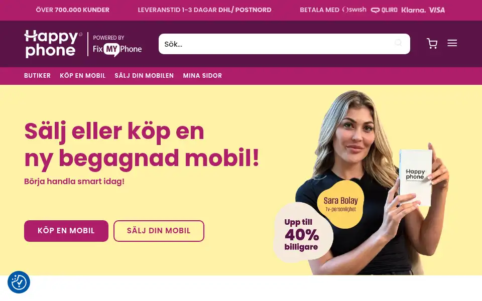 Screenshot of happyphone.se