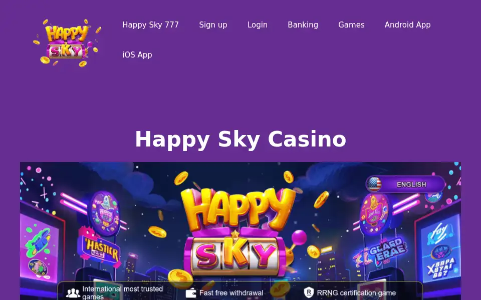 Screenshot of happyskycasino.com
