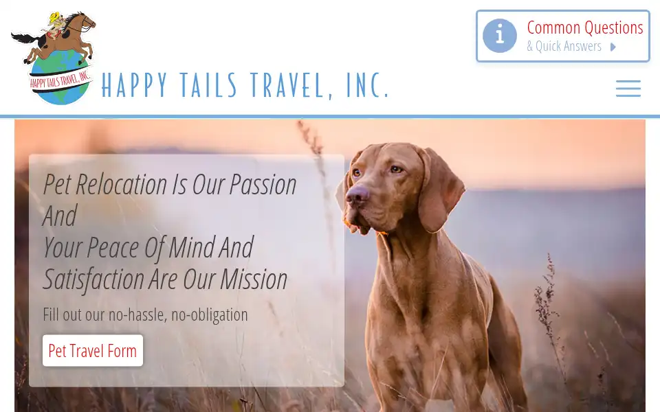 Screenshot of happytailstravel.com