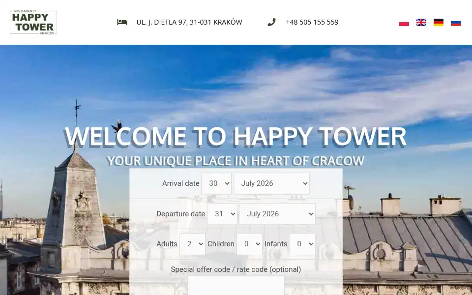 Screenshot of happytowerkrakow.pl