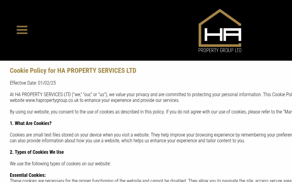 Screenshot of hapropertygroup.co.uk