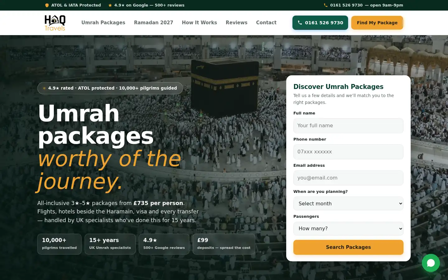 Screenshot of haqtravels.co.uk