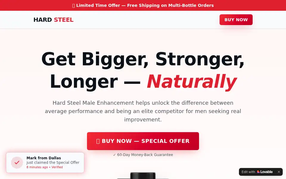 Screenshot of hard-steel-com.lovable.app