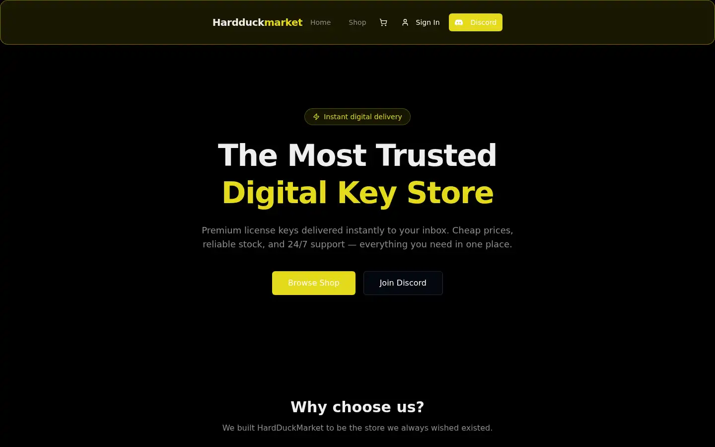 Screenshot of hardduckmarket.xyz