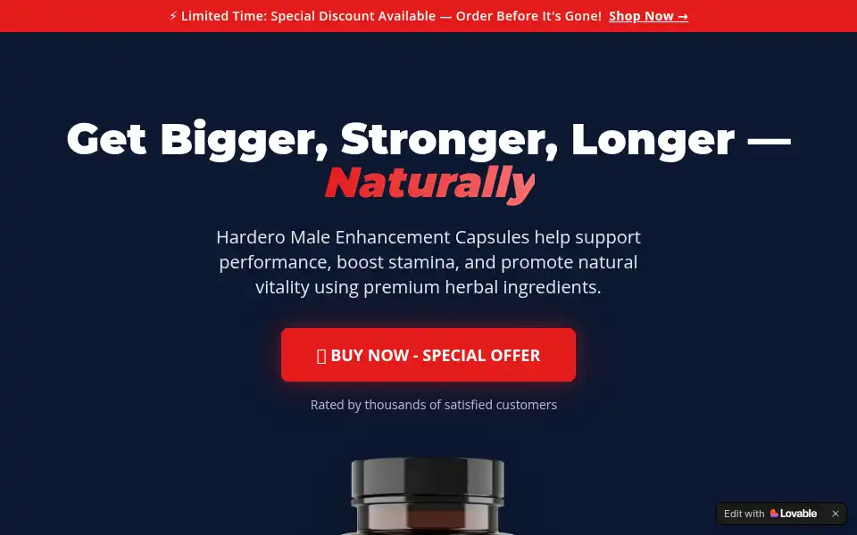 Screenshot of hardero-male-capsules.lovable.app