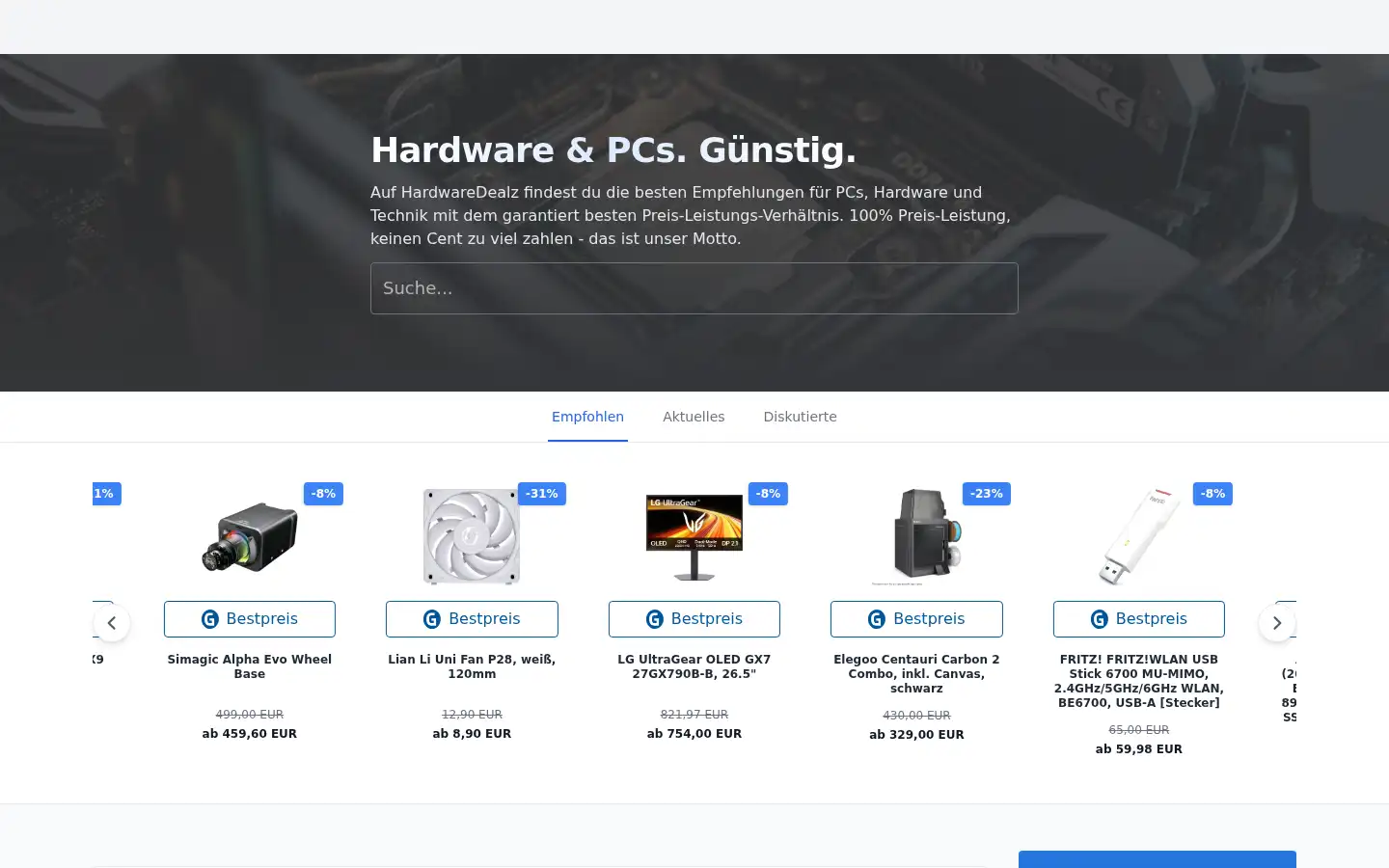 Screenshot of hardwaredealz.com