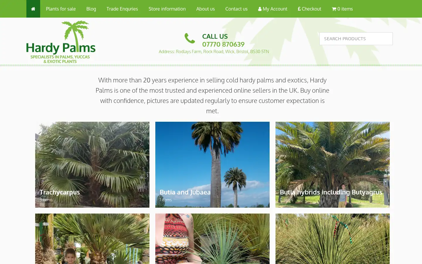 Screenshot of hardy-palms.co.uk