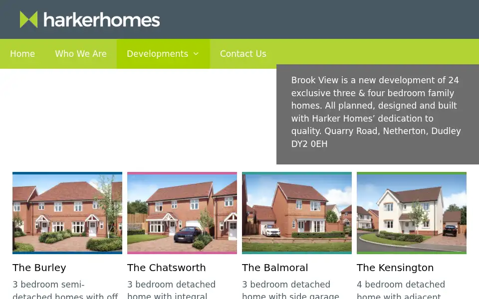Screenshot of harkerhomes.co.uk
