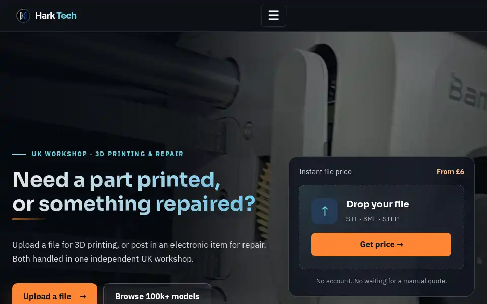 Screenshot of harktech.co.uk