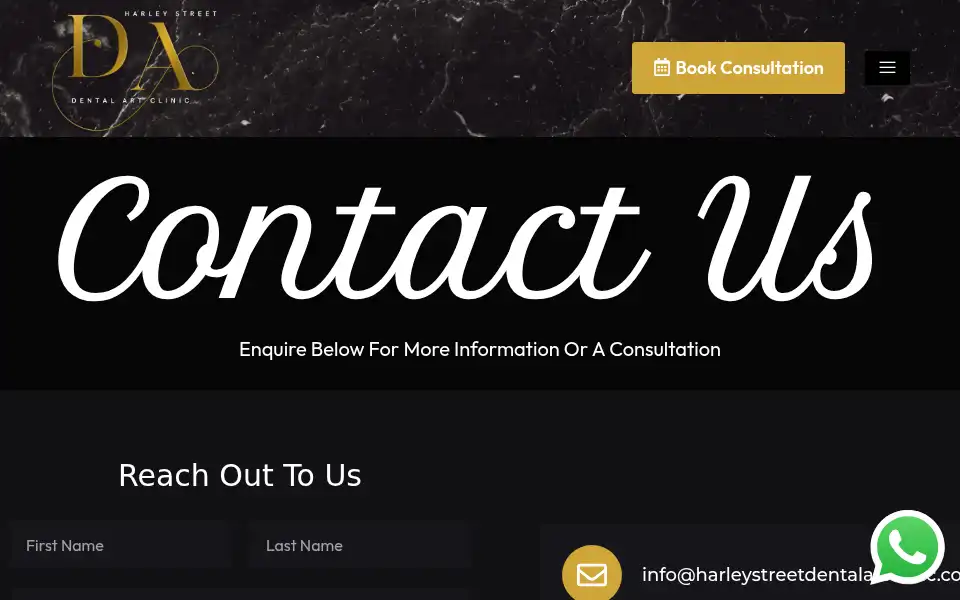 Screenshot of harleystreetdentalartclinic.com
