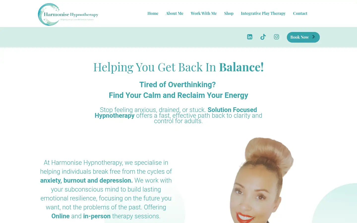Screenshot of harmonisehypnotherapy.co.uk