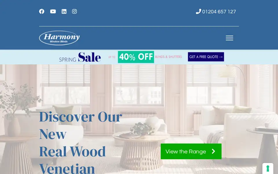 Screenshot of harmonyblindsofbolton.co.uk