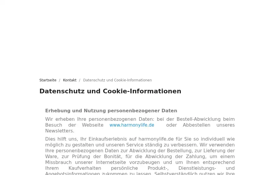 Screenshot of harmonylife.de