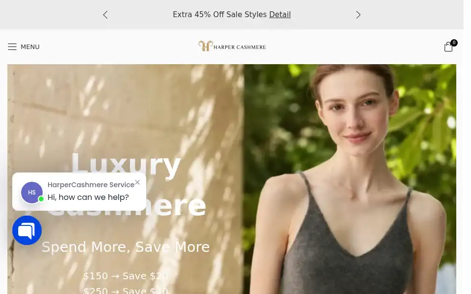 Screenshot of harpercashmere.com