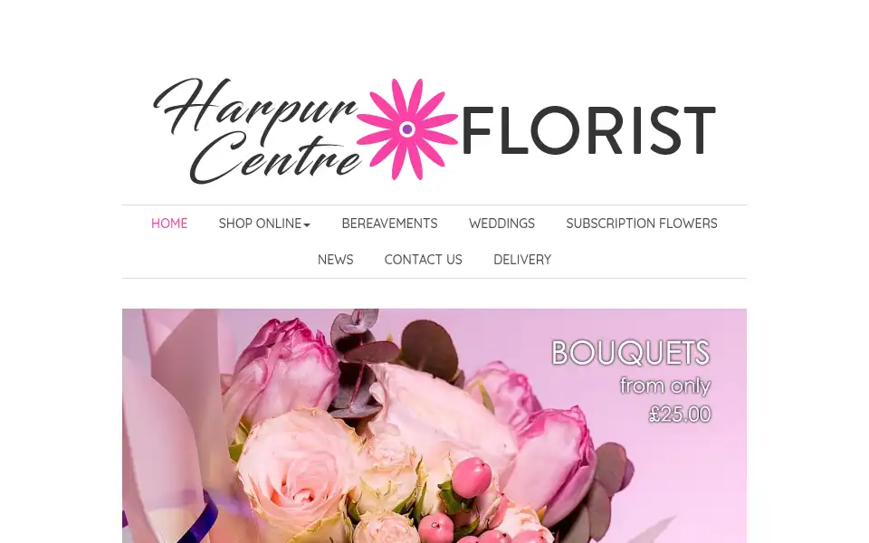 Screenshot of harpurcentreflorist.co.uk