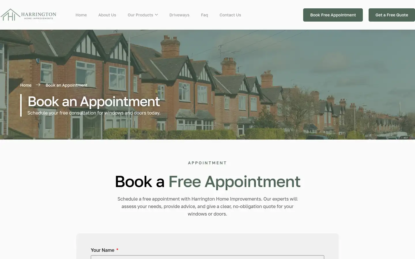Screenshot of harringtonhomeimprovements.co.uk