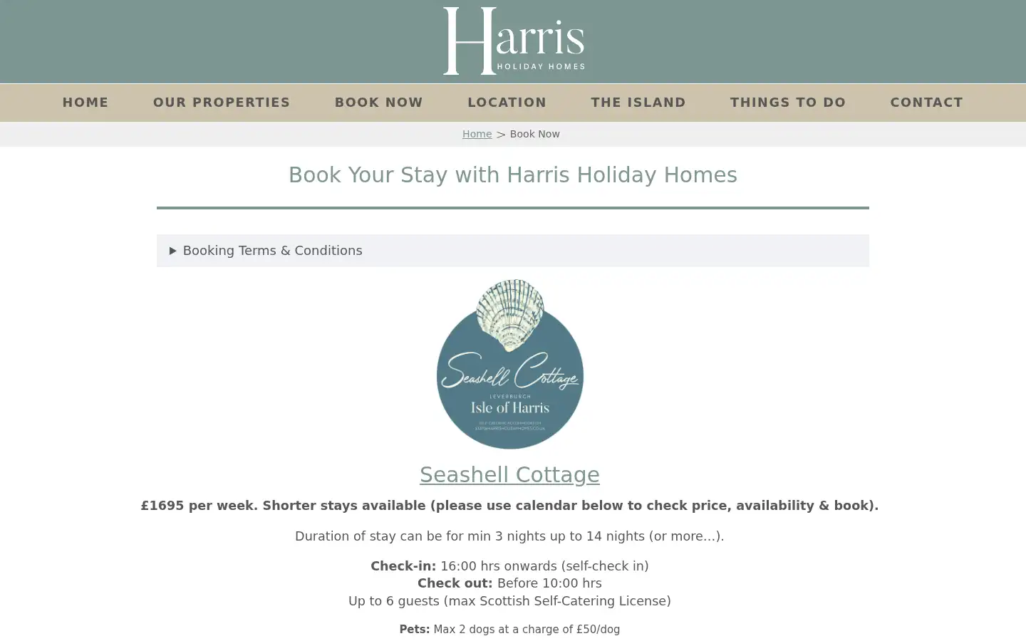 Screenshot of harrisholidayhomes.co.uk