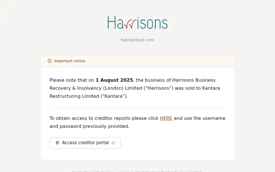 Screenshot of harrisons.uk.com