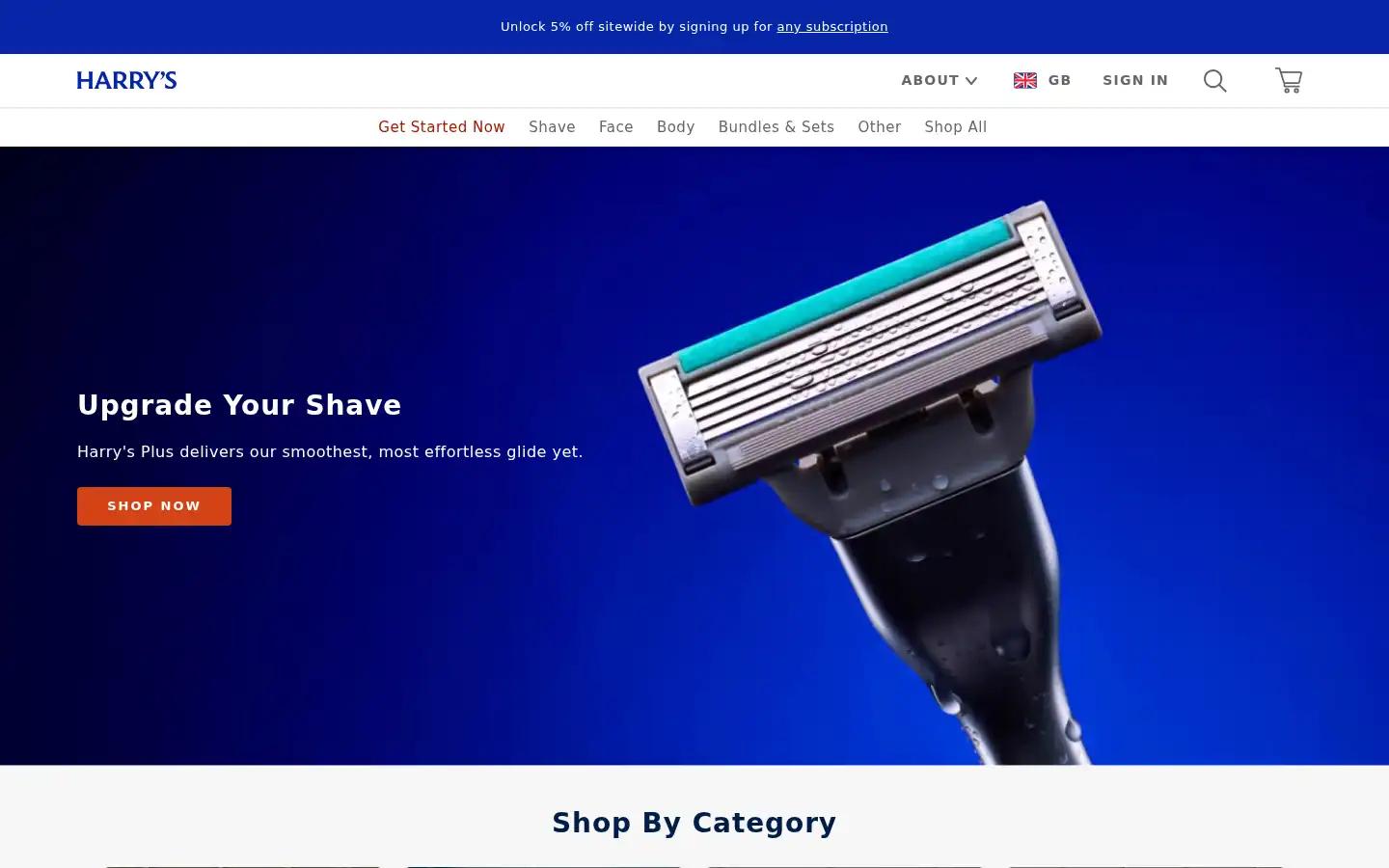 Screenshot of harrys.com
