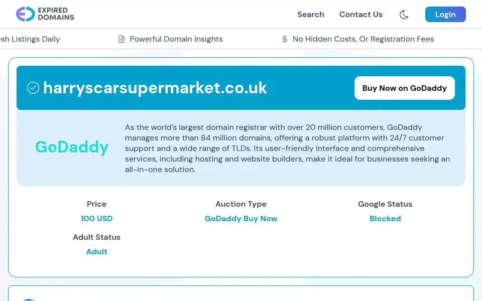 Screenshot of harryscarsupermarket.co.uk