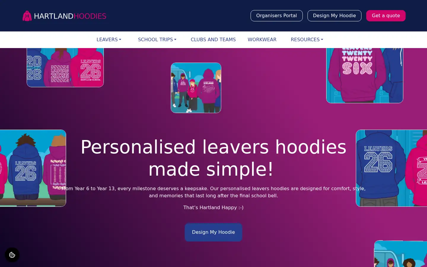 Screenshot of hartlandhoodies.com