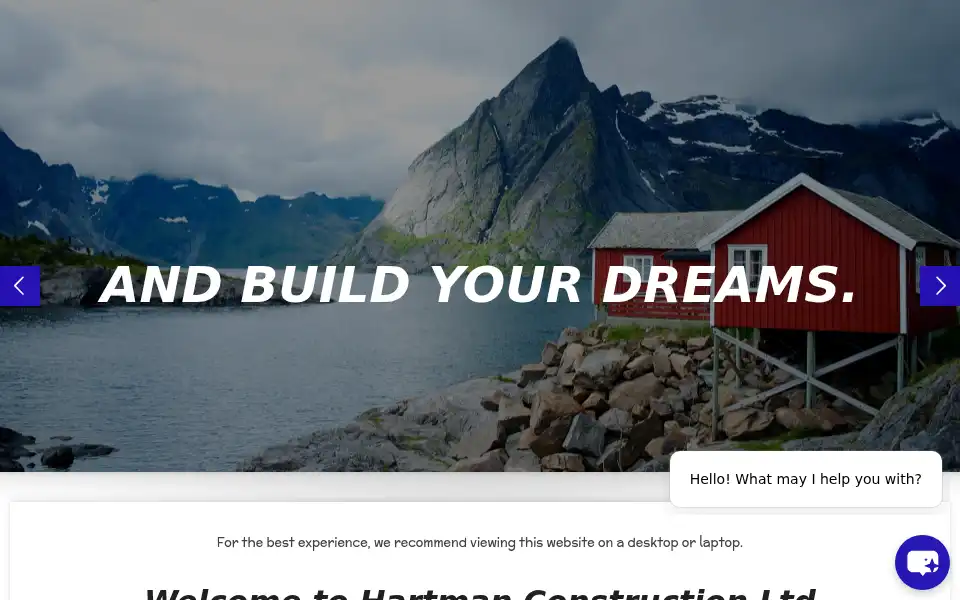 Screenshot of hartmanconstructionltd.com