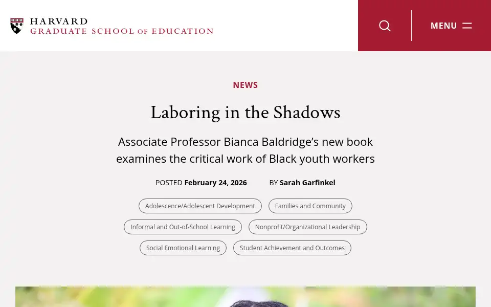 Screenshot of harvard.edu