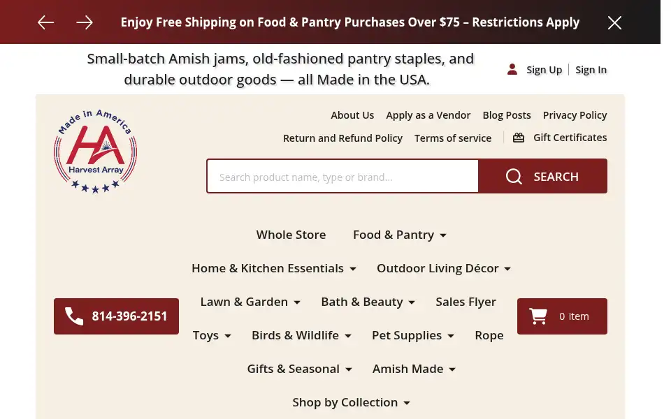 Screenshot of harvestarray.com