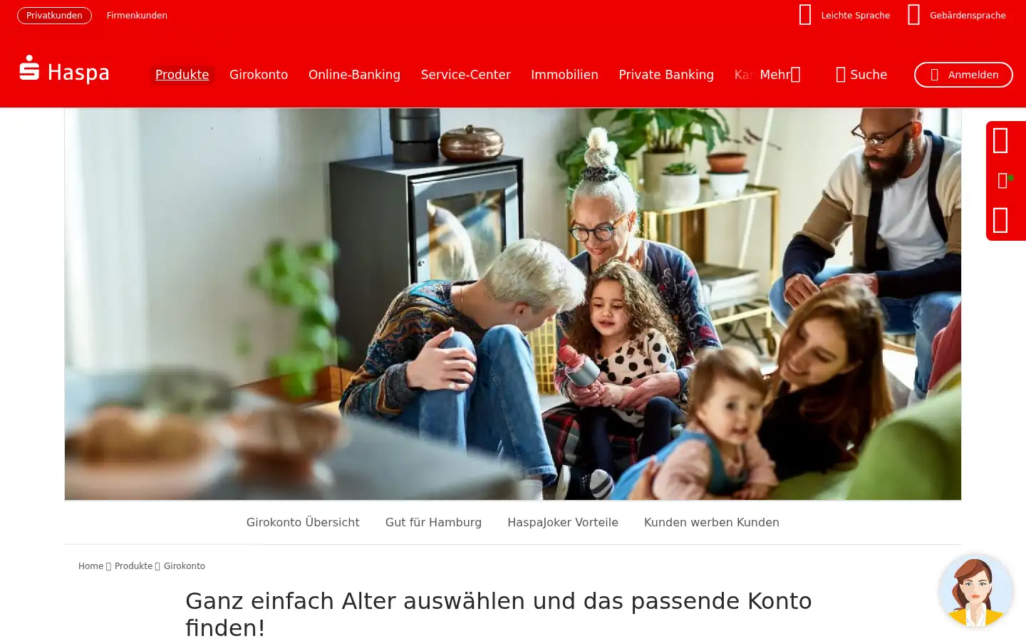 Screenshot of haspa.de