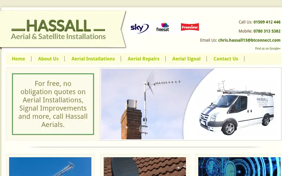 Screenshot of hassall-aerials-loughborough.co.uk