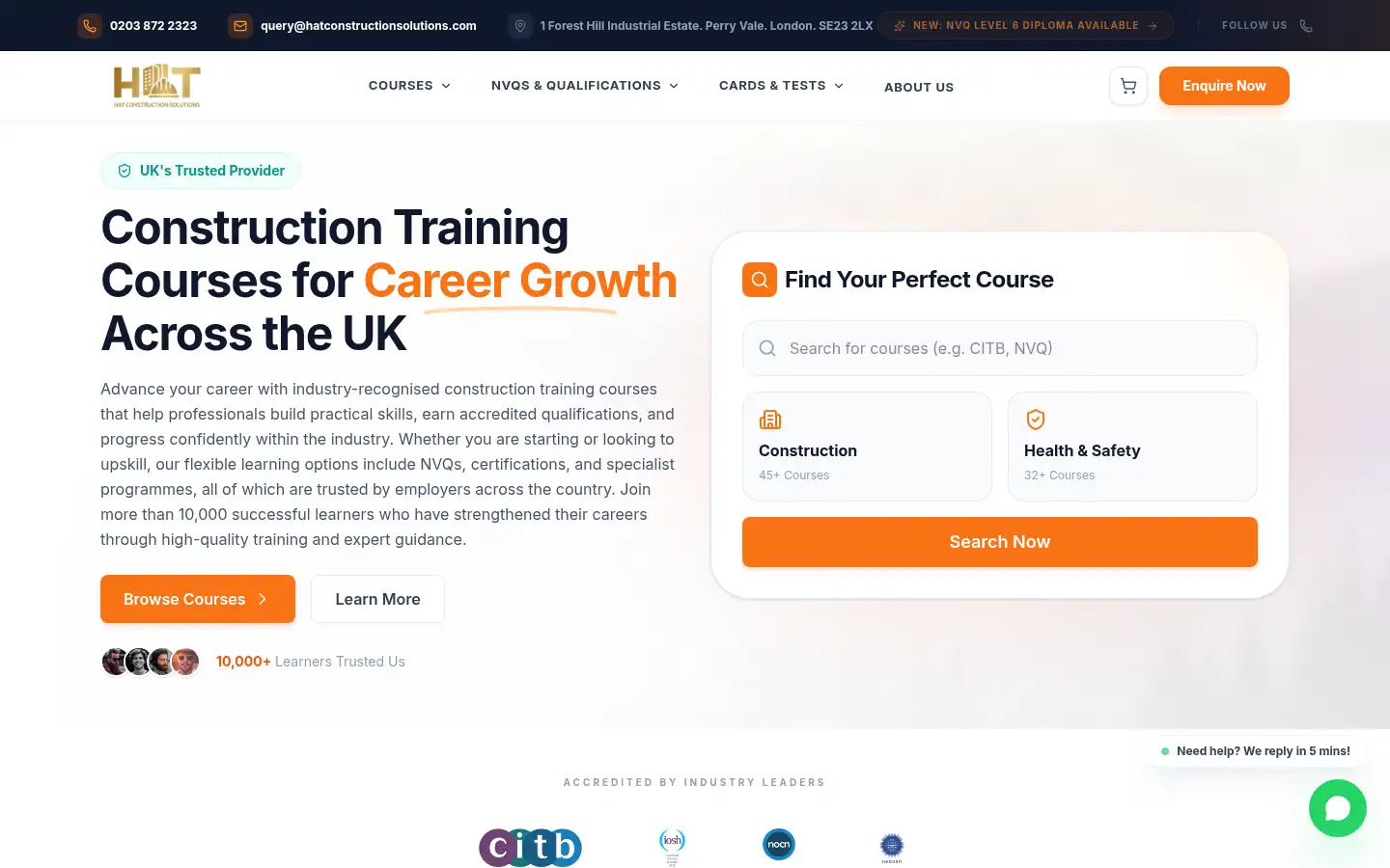 Screenshot of hatconstructionsolutions.com