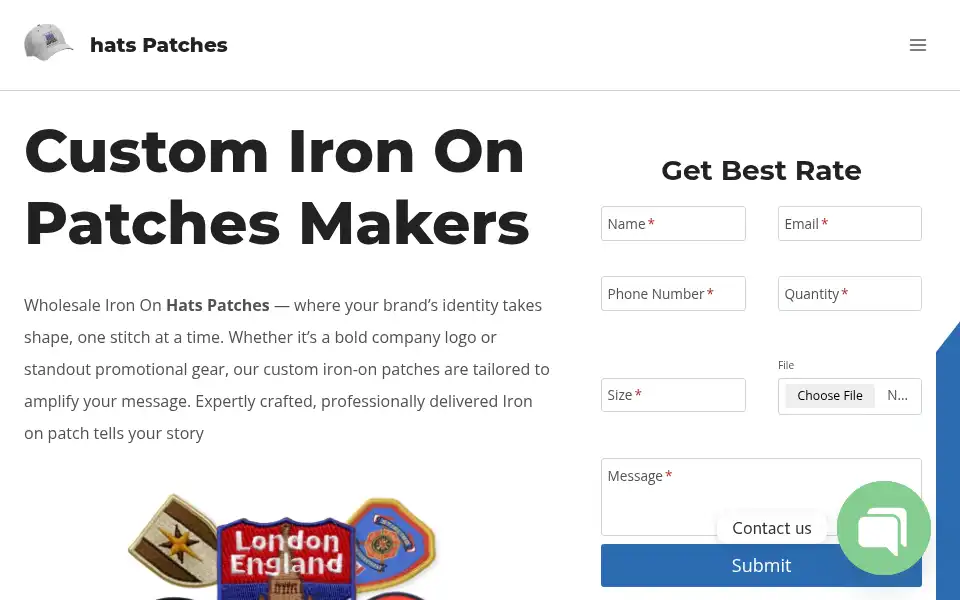 Screenshot of hatspatches.com