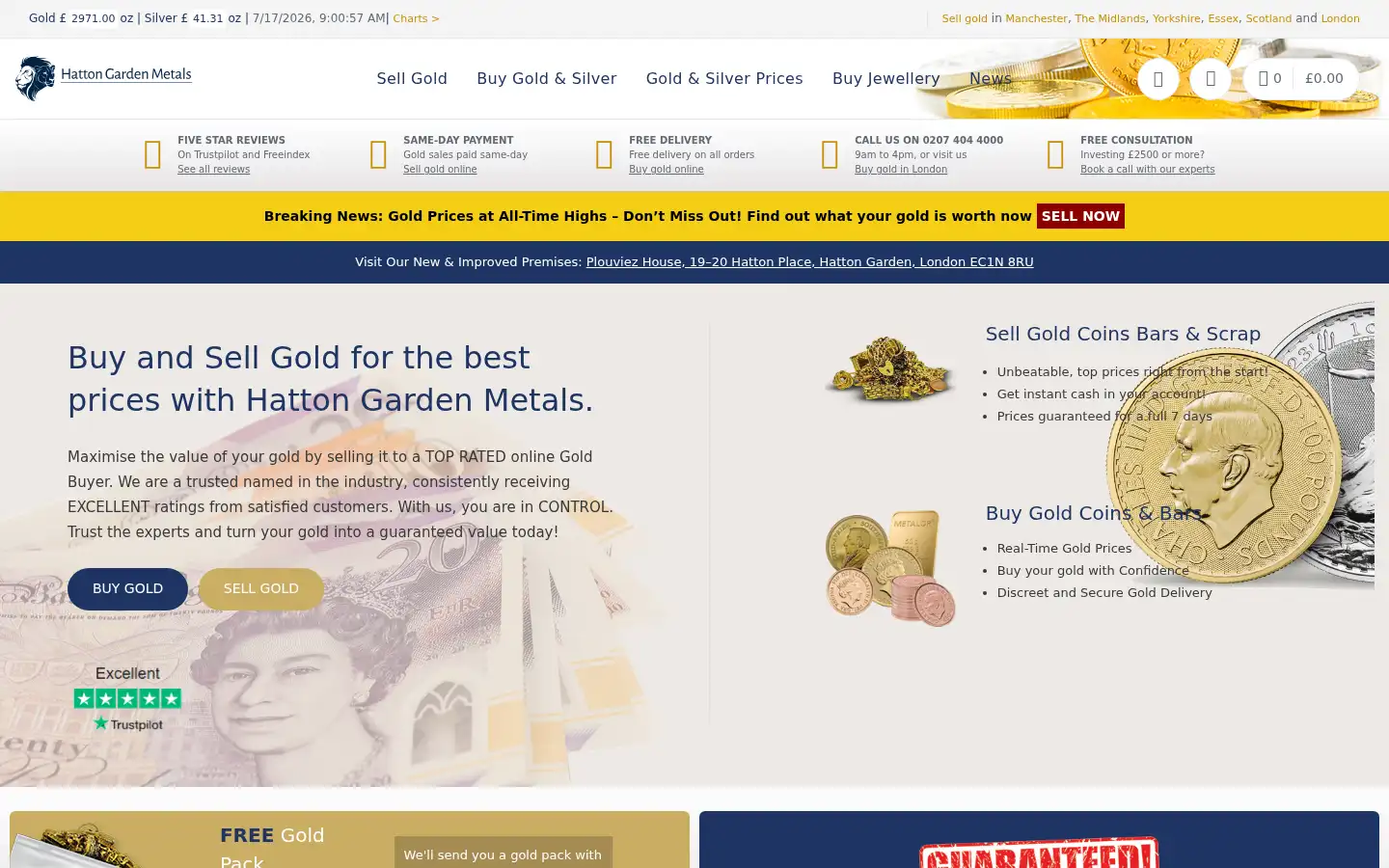 Screenshot of hattongardenmetals.com