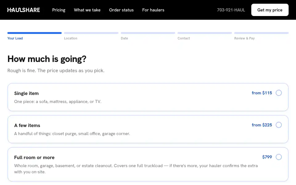 Screenshot of haulshare.co