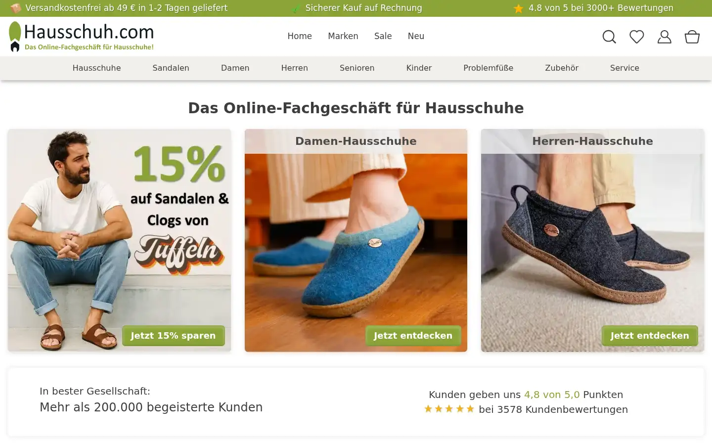 Screenshot of hausschuh.com
