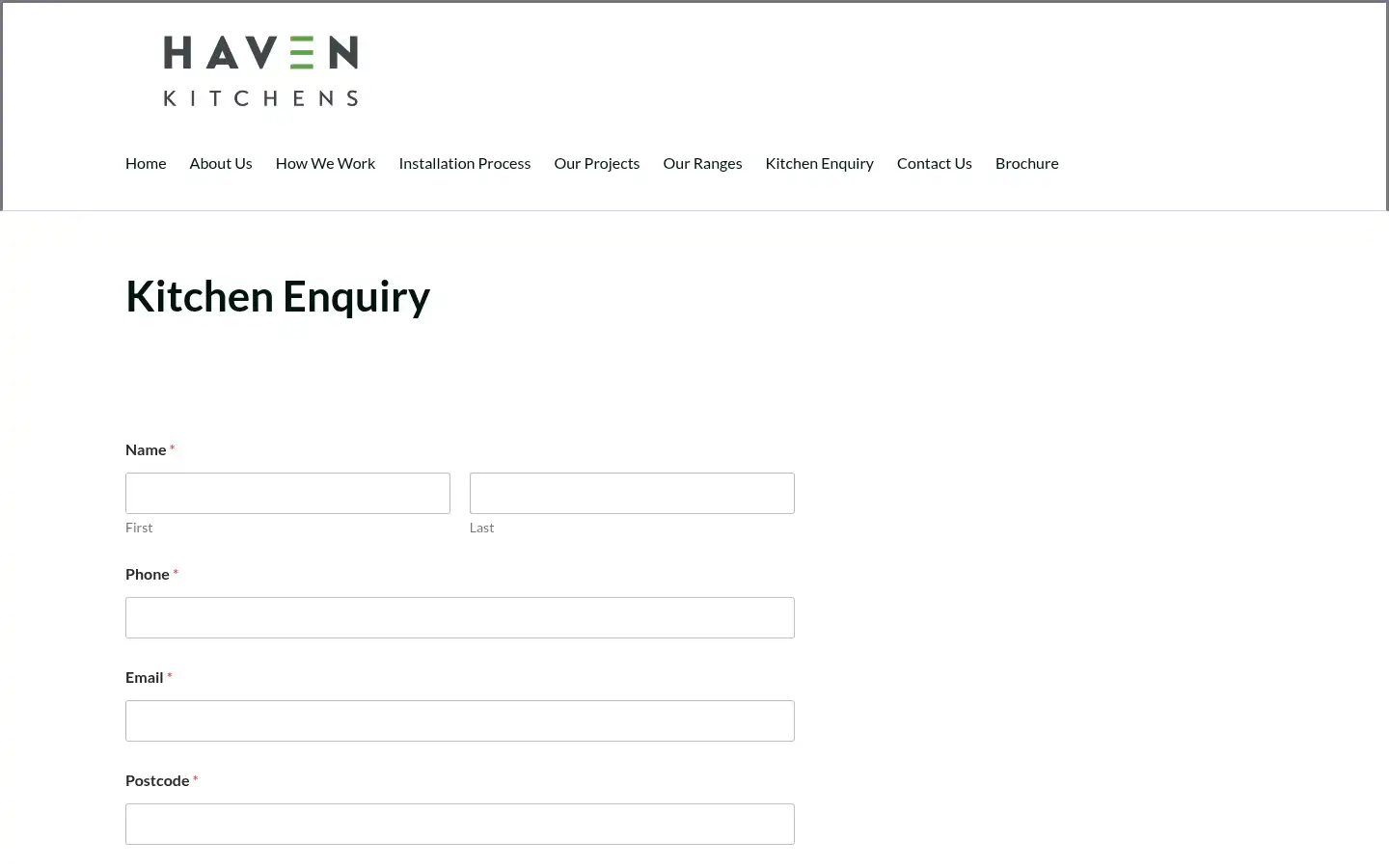 Screenshot of havenkitchens.co.uk