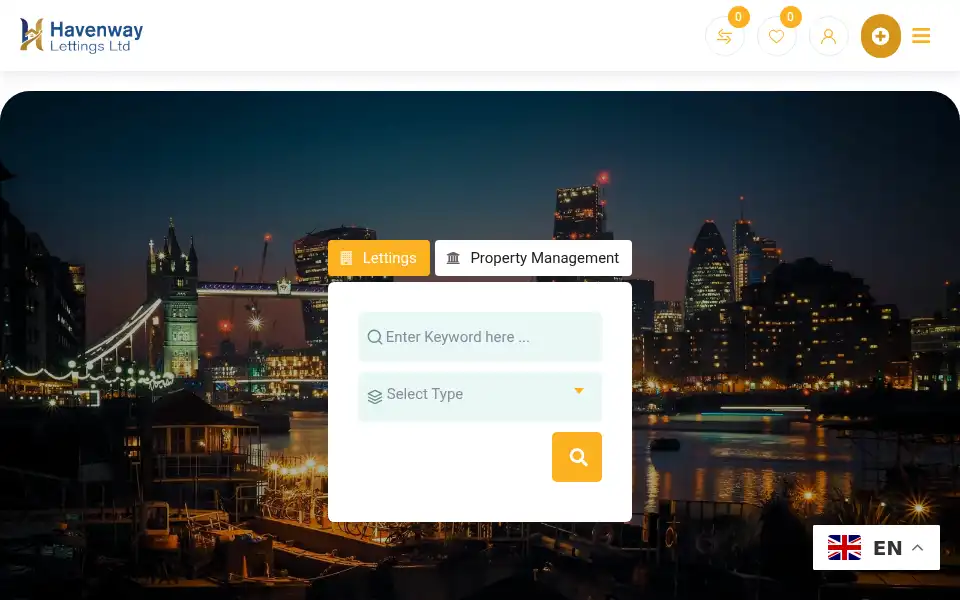 Screenshot of havenwaylettings.co.uk