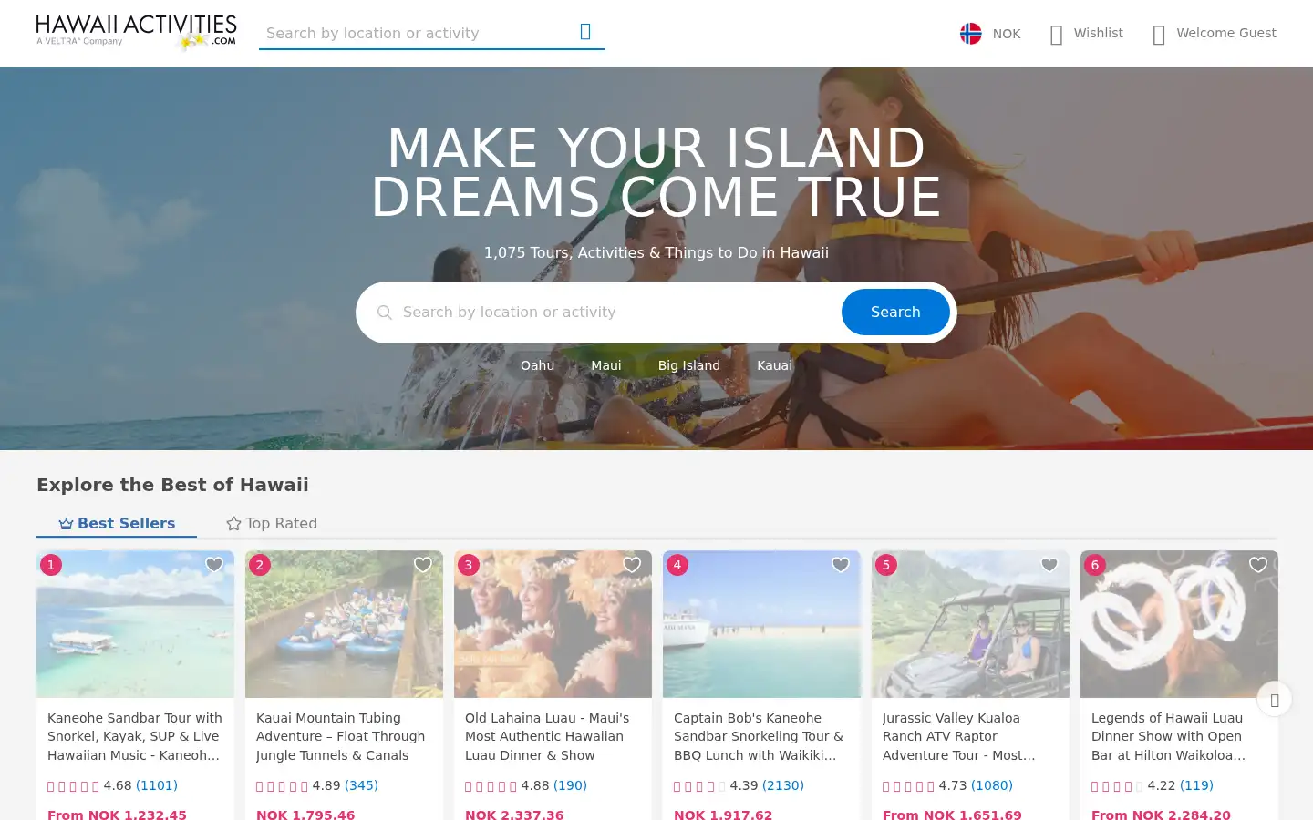 Screenshot of hawaiiactivities.com
